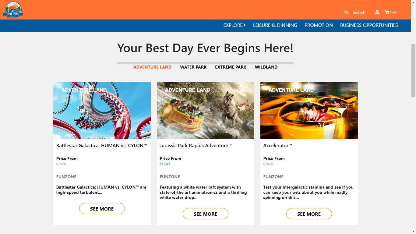 Funzone Amusement Park ( Frontend Only )